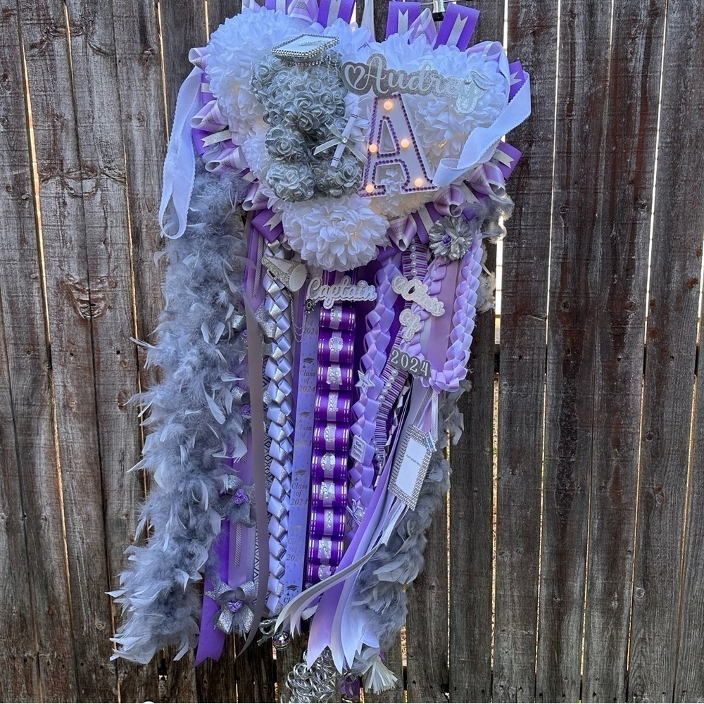 Texas Mum or Lei Corsage for all occasion fancy braids custom made Class of 2024